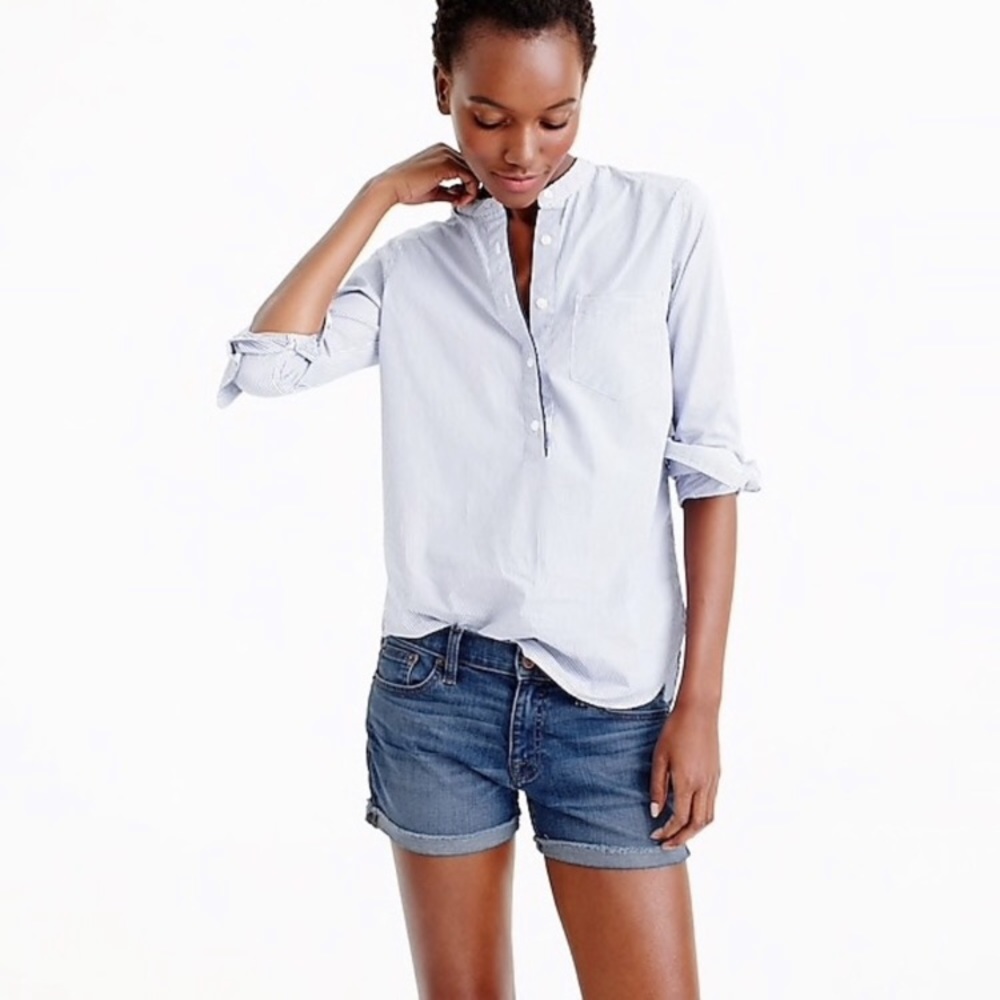 [J. Crew] Jean Cut Off Rolled Shorts Light Wash 2